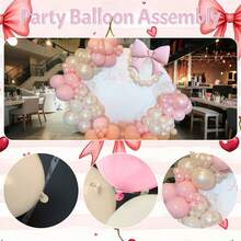 128pcs Pearl White And Pink Balloon Arch Garland Kit, Pearl White Beige With Pink Bow Foil Balloons For Women Wedding Bridal Babyshower Bachelorette Birthday Party Decorations - View 6