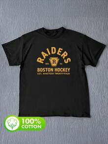 女士 Lozanov 81 号图案圆领短袖休闲夏季 100% 纯棉上衣，激情比赛 T 恤，球迷礼物，冰球爱好者 T 恤，波士顿黑色 T 恤 - 黑色 - 查看 5