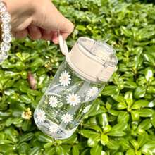 HILAKE Daisy Bounce Cap 塑料水瓶 - 400ml、600ml、800ml | 耐用便携果汁瓶，带盖和吸管 - 生日、情人节、圣诞节和婚礼等场合送给家人、朋友、姐妹、同事的完美礼物 - 理想的旅行杯 - 彩色 - 查看 7