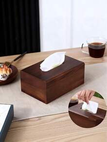 1个木质纸巾盒套，长方形纸巾架，浴室纸巾收纳盒，桌面餐巾纸分配器，圣诞礼物，家居装饰，浴室配件 - A - 查看 1