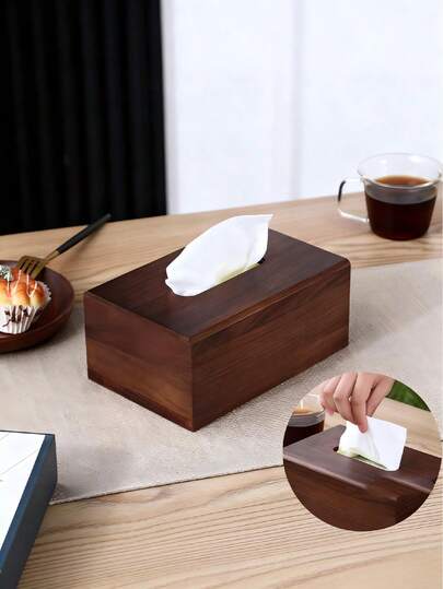 1pc Wooden Tissue Box Cover, Rectangular Tissue Paper Holder, Bathroom Tissue Storage Box, Tabletop Napkin Dispenser, Christmas Gift, Home Decor, Bathroom Accessory