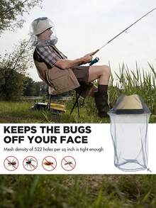 3pcs Anti-Mosquito Head Net, Outdoor Fine Mesh Bug Face Cover, Breathable Insect Protection For Fishing, Hiking, Camping, Gardening, Fits Most Hats, Unisex - A - View 3
