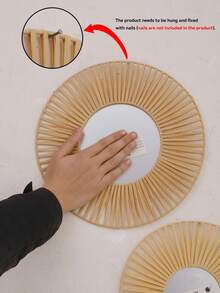 1/2/4件套波西米亚风编织圆形壁镜，藤编装饰镜，乡村风墙面装饰，优雅家居装饰，自然色调圆形墙面艺术品，适用于客厅、卧室、玄关，打造农舍风格墙面装饰，现代家居墙面装饰镜套装，适用于走廊、门廊、公寓装饰，家居装饰 - 彩色 - 查看 4