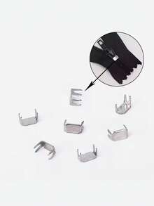 #5 Zipper Head & Tail - Metal Zipper Head & Tail - 4-Prong Tail, 4-Prong Code Crimp - Silver - View 8