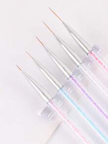 5 Packs Dual-Ended Nail Art Brushes, Crystal Handle Nail Liner & Dotting Pens For Fine Lines, French Tips, Dotting & Decorative Nail Designs - Ideal For Salon & DIY Manicure - Multicolor - View 2