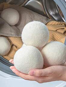 Bộ 3/6 quả cầu sấy khô bằng len tái sử dụng - Dùng cho máy giặt và vải gia dụng, có thể thay thế nước xả vải, giảm nhăn và tĩnh điện. - Trắng - Xem 8