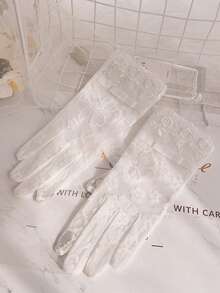 Women's Lightweight Lace Breathable Touchscreen Driving/Cycling Gloves, Cute Solid/Floral Print, Polyester Material, Summer UV Protection - Multicolor - View 20