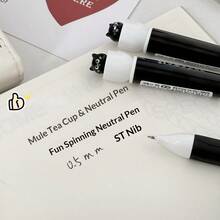 1pc/Set Cat-Themed Twist-Out Ballpoint Pen, 0.5mm Quick-Drying Black Ink, Stress Relief Rotating Mechanism, Silicone Grip, Suitable For Office, School, Holidays - Multicolor - View 2