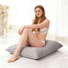 仅含1个懒人沙发垫套（不含填充物），客厅躺椅，可睡榻榻米卧室阅读单人小沙发，休闲躺椅 - 淺灰色 - 查看 4