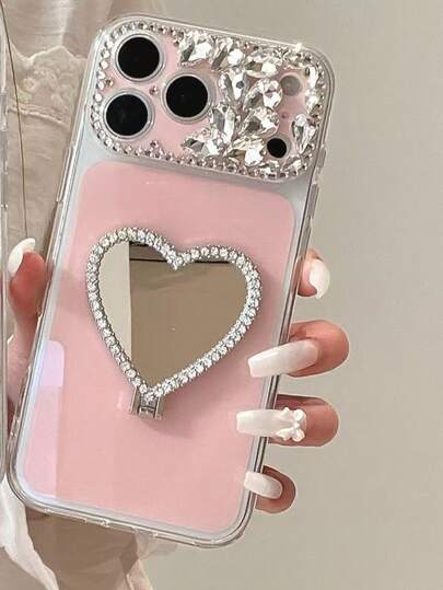 Giá đỡ gương hình trái tim lỗ khoét chính xác dòng sản phẩm cửa sổ lớn mới, vỏ kẹo, phù hợp với 17 Pro Max/16 Pro Max