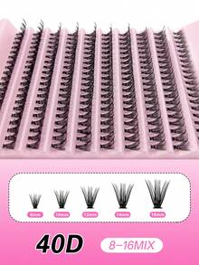 200 piezas de racimos rizados por separado, alta capacidad 40D D-Curl 8-16mm DIY Lash Clusters, apariencia natural y extra gruesa, delgada, ultra suave, ultra ligera, pestañas postizas individuales reutilizables segmentadas, kit de extensión de pestañas, adecuado para todos - C - Ver 2