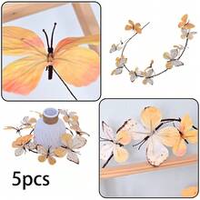 5 cành cây khô nhân tạo có hình bướm, dùng trang trí cửa sổ và sân vườn, hình bướm 3D sống động như thật. - Nhiều màu - Xem 38