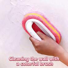 Bộ 1 cọ rửa bằng mút xốp mới năm 2026 có tay cầm, màu xanh dương + đỏ, dày dặn, thích hợp để vệ sinh nhà bếp, phòng tắm, gạch men, nồi chảo và bồn rửa. - A - Xem 1