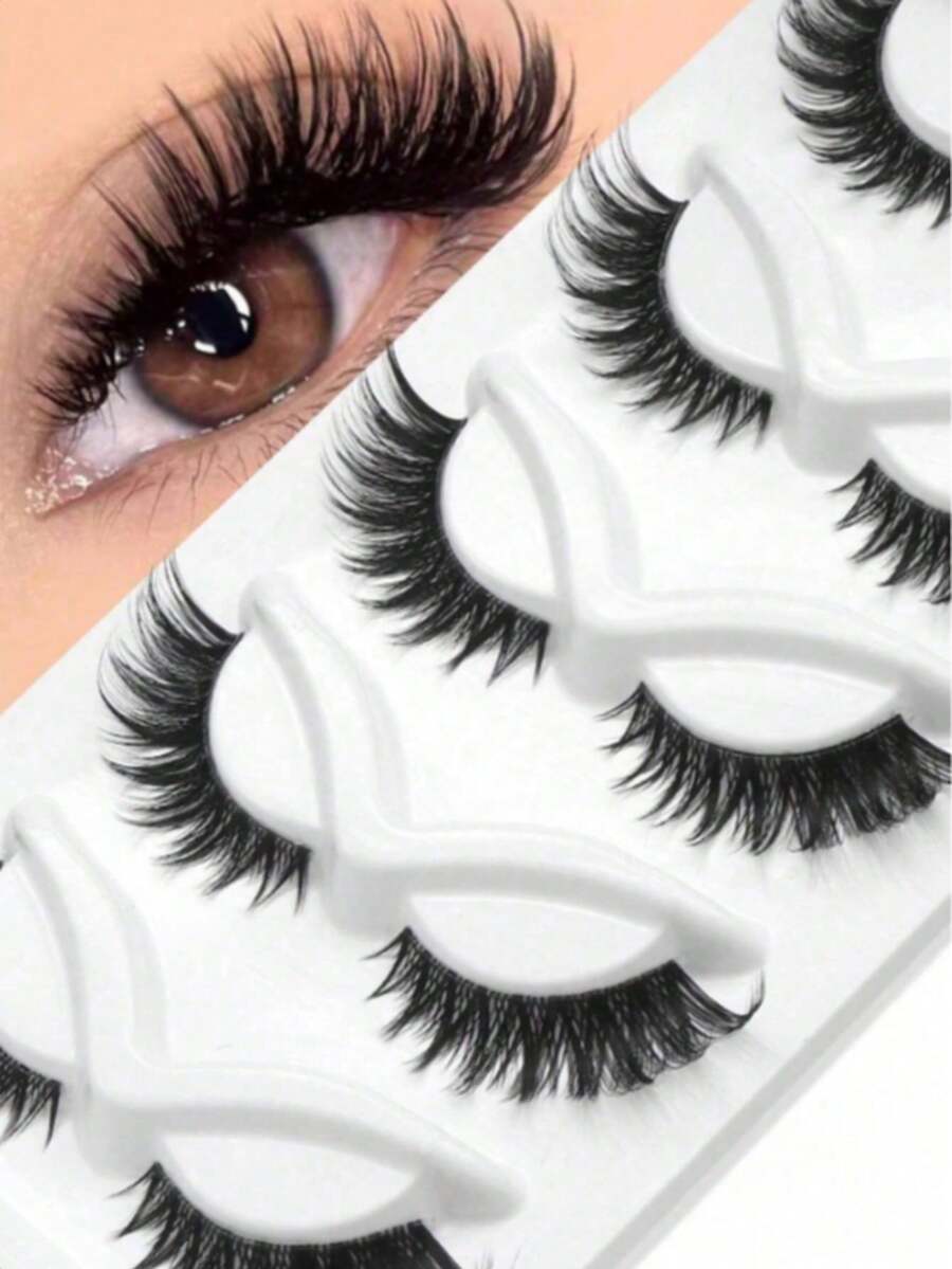 NAIJEMA Mi giả mắt mèo, mắt cáo, dải trong suốt mới, vẻ ngoài tự nhiên, độ cong mềm mại, nối mi, kiểu Manga, mi ấn tượng, trang điểm hàng ngày - màu đen - Xem 1