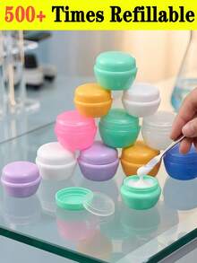 Reusable Leak-Proof Travel Containers With Lids, Small Unisex Cosmetic Bottles For Creams, Lotions, Hand Creams, Suitable For Cosmetic Organization, Vanity, Bathroom, Home, Vacation, Beach, Cruise, Back To School - Multicolor - View 1