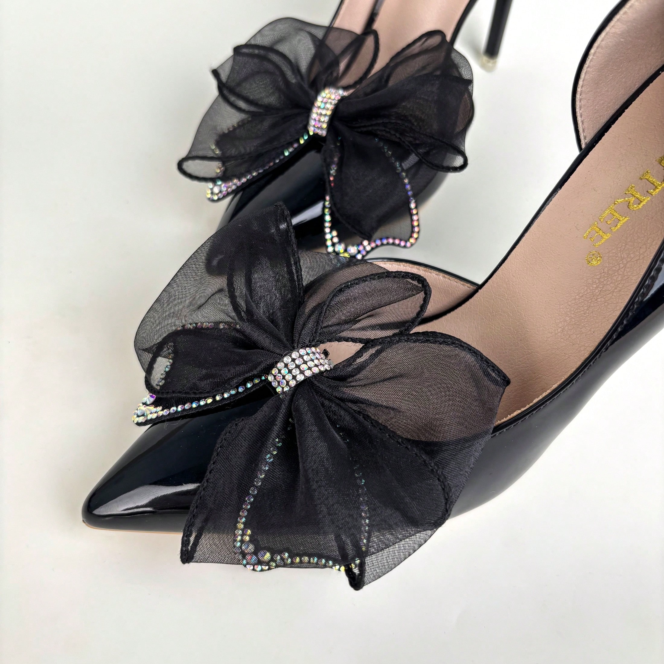 زوج من مشابك الأحذية الفاخرة المرصعة بالراين والشب...