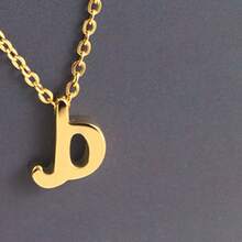 1pc Minimalist Stainless Steel 26 Initial Letter Necklace Pendant, Suitable For Commuting And Daily Wear - Yellow Gold - View 20