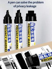 Bút đánh dấu bảo vệ thông tin cá nhân, đầu bút rộng 6mm/12mm/20mm/30mm, dùng để che phủ thông tin nhạy cảm trên phiếu giao hàng, văn phòng, nhà riêng, giao đồ ăn, bút đánh dấu chống rò rỉ mực. - Bút vẽ riêng tư - Xem 1