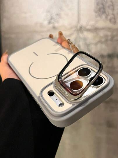 Luxury Electroplated Camera Bracket Magnetic Phone Case For IPhone 17 16 15 14 13 Pro Max, Glass Lens Protector, Wireless Charging, Cool Matte Transparent