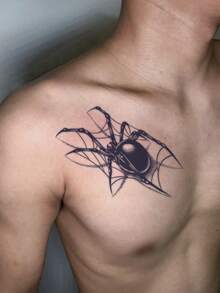 1 hình xăm tạm thời thảo dược, giữ màu 7-14 ngày, kiểu Gothic, hình mạng nhện và lồng chim trừu tượng, hình xăm dán cá nhân chống thấm nước, phù hợp cho mọi người. - đen - Xem 4