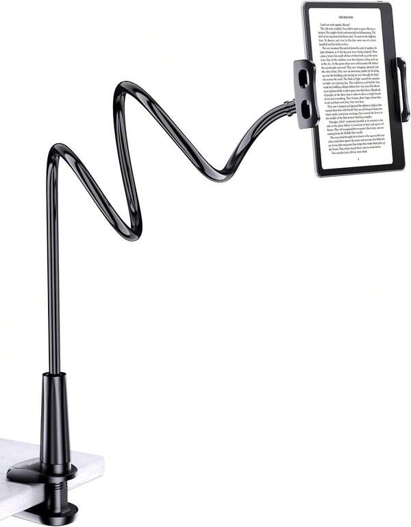 Alloy Black Gooseneck Stand Lazy Holder Gooseneck Kindle&Tablet Holder For Bed Hands-Free Reading On Bed Headboard Compatible With Ipad, Kindle, And Switch, Flexible 30in Al-Mg Alloy Clamp Arm Stand For Tablets 4.7-10.5 In, Phone Black 30in Spring Gift