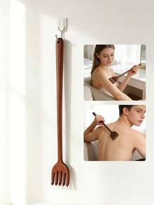 1支加长天然檀香木刮痧棒，简约木质设计，光滑抛光按摩刮痧板，适合日常使用和送礼，四季皆宜。 - 長手柄 - 查看 2