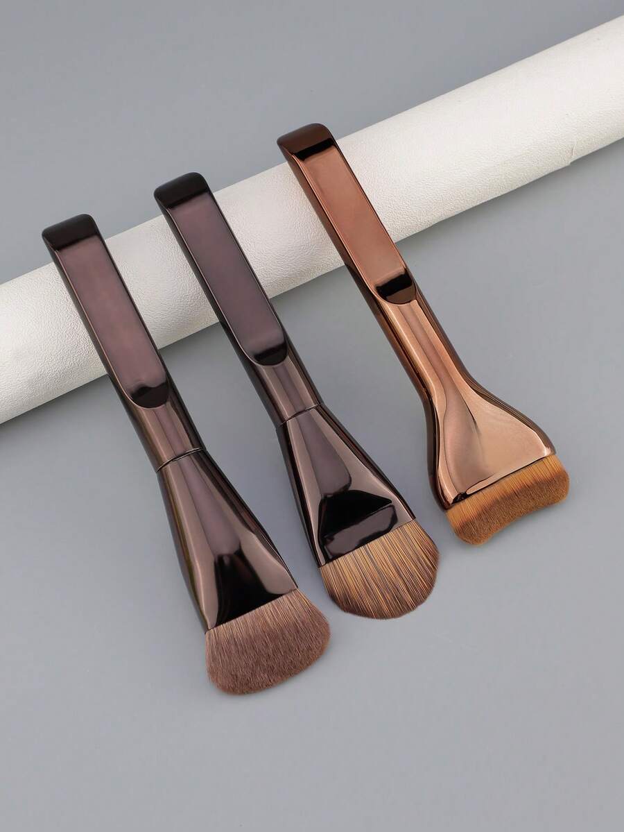 3pcs Ultra-Thin Foundation Brush Set, Premium Makeup Tools Gift, Suitable For Liquid Cream Cosmetics, High-End Beauty Brushes - Multicolor - View 1