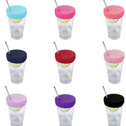 6pcs/12pcs Reusable Waterproof Drink Cup Covers, With Straw Hole, To Protect Drinks From Being Pierced At Bars