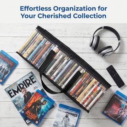 1pc DVD/CD Storage Bag With Reinforced Handle, Transparent PVC Material, Holds Up To 40 DVDs, Waterproof And Dustproof DVD Storage Box, Suitable For Blu-Ray Discs, Video Games, Home Entertainment Storage