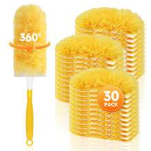 30pcs Replacement Dusting Refills, Compatible With Dusters Cleaning, Includes 1 Handle Disposable Dusting Refills, 360 Dusting Duster Cleaning Kit For Ceiling Fans, Blinds, Furniture - Orange Color - View 2
