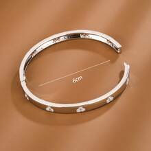 1pc Fashion Heart-Shaped Arrangement Design Cubic Zirconia Inlaid Women's Bracelet, Holiday Gift - Multicolor - View 4