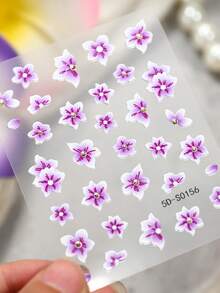 2 Stück 5D Geprägte Sakura Nagel Aufkleber - Kirschblüten Nagelkunst Aufkleber Set für Hochzeit Party - Rosa Lila Farbverlauf Blumen Nagel Abziehbilder mit goldenem Zentrum, selbstklebende 3D Kirschblüten Nagel Zubehör, DIY Nagel Aufkleber für Salon & Heimgebrauch - Verschiedenfarbig - Übersicht 7