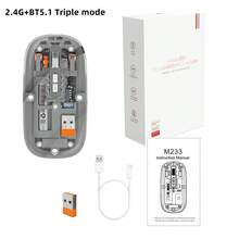 Ratón inalámbrico transparente M233 de 3 modos, 2.4G inalámbrico y BT5.1, batería recargable de 500mAh, silencioso - Ver 21