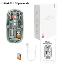 Ratón inalámbrico transparente M233 de 3 modos, 2.4G inalámbrico y BT5.1, batería recargable de 500mAh, silencioso - Ver 11