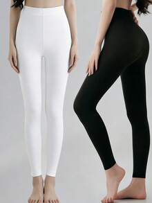 Women's High Waist Seamless Leggings, Buttery Soft Stretchy Slimming 9-Pants For Yoga & Daily Wear - Multicolor - View 1