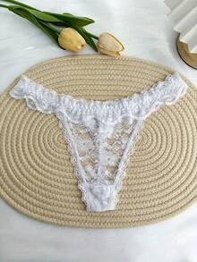Personalized Custom Name Lace Thong G-String, Bold And Sexy Low Waist See Through Underwear With Boyfriend Or Husband's Name, G-String, Tanga, DIY Sparkling Crystal English Letter Name Underwear, Couple Gift, Bachelor Party Gift, Wedding Custom Gift, Ideal Gift For Lover, Wife, Girlfriend, Friend's Birthday/Valentine's Day/Anniversary/Holiday/Honeymoon/Vacation/Bedroom - trắng - Xem 4