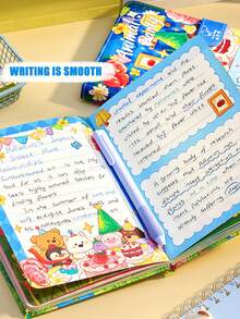 High-Quality Stationery Notebook, Cute Leather Cover Magnetic Closure Notebook, Student Portable Notebook With Cartoon Stickers, Colorful Pages Diary Notebook, Daily Journal Notebook With Exquisite Stickers - 1 Set - View 4
