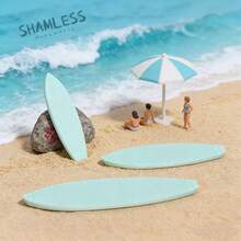 SHAMLESS Mint Blue Mini Surfboard Model, Suitable For Beach & Ocean Scene Decor, Summer Seaside Miniature Landscape, Doll House Outdoor Accessories, DIY Craft Micro Landscape, Surfing Party Favors, Decorative Figurine - Pastel Mint Blue_1pc - View 4