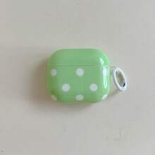 Big Polka Dot Print Design Earphone Case, Minimalist Fashion Earphone Cover, IMD Earphone Shockproof Case, Suitable For AirPods 1/2/3/4/Pro - Green - View 2