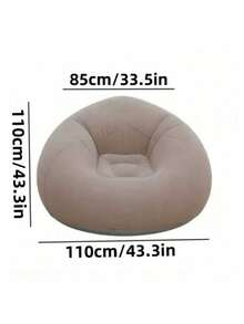 1pc Inflatable Sofa, Inflatable Lazy Sofa, PVC Single Spherical Sofa, Foldable Outdoor Leisure Sofa Chair (Bulk Goods With Gray And Black Bottoms, Shipped Randomly) - Khaki - View 2