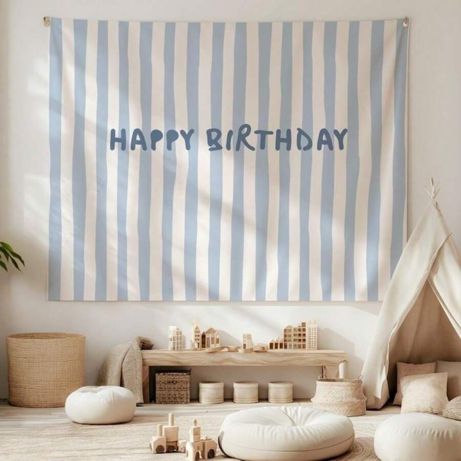 60x40in Happy Birthday Sheet Backdrop Birthday Banner Birthday Tapestry Banner, Reusable Cloth Banner Birthday Backdrop Party Decor - A - 查看 1