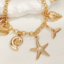 1pc Beach Style Alloy Shell, Starfish & Mermaid Tail Tassel Bracelet, Mother's Day Gift, Bridal Accessory, Bride Fashion Jewelry - Multicolor - View 3
