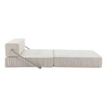 White Folding Sofa Bed, Futon Sofa Bed, Convertible Armchair, Floor Sofa And Mattress For Living Room, Guest Room, Home Office, Apartment, Small Space, Removable Back Cushion - White - View 9