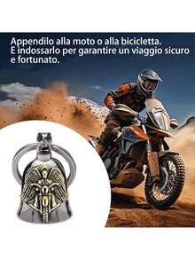 Motorcycle Bell, Protective Bell For Motorcyclists, Amulet, Protective Gift - Gold Pendant + Keychain - View 3