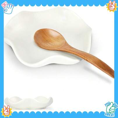 5.12 Inch Spoon Rest For Stove Top,Spoon Rest For Kitchen Counter,Coffee Spoon Rest,Spoon Holder For Stove,Kitchen, Farmhouse Decor,White