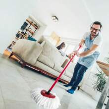 Spin Mop Replacement Set - 4 Microfiber Heads Base 30-58'' Handle Compatible With OCedar EasyWring - White 1 Can System - 4 個補充裝,1 個底座,1 個手柄,1 個儲氣罐系統 - 查看 7