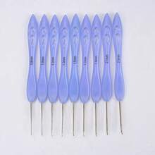 9支装软塑料柄钩针套装，0.8毫米-2.5毫米符合人体工学的防滑编织针，光滑金属钩针，适用于阿米格鲁米玩偶、蕾丝工艺品，适合初学者和经验丰富的钩针编织者 - 9PC - 查看 15