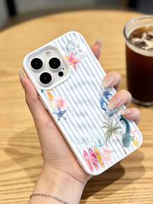 1个清爽蓝白条纹波浪纹手机壳，适用于 17 Pro Max/17 Pro/16 Pro Max/16 Pro/16/15 Pro Max/15 Pro/15/14 Pro Max/14/13 Pro Max/13 Pro/13/12 Pro Max/12 Pro/12/11，防尘防水防震软壳 - 白色 - 查看 4