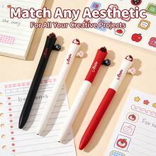 Bộ 4 bút bi đầu thu hình chân mèo; ruột bút mực đen 0.5mm; thiết kế đầu thu nhanh khô; viết trơn tru; thích hợp cho học sinh, trường học, văn phòng, ghi chú; dụng cụ viết văn phòng; đồ dùng học tập/quà tặng ngày Valentine/đồ dùng văn phòng - Bàn chân mèo ấn bút - Xem 1