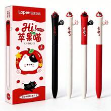 Bộ 4 bút bi đầu thu hình chân mèo; ruột bút mực đen 0.5mm; thiết kế đầu thu nhanh khô; viết trơn tru; thích hợp cho học sinh, trường học, văn phòng, ghi chú; dụng cụ viết văn phòng; đồ dùng học tập/quà tặng ngày Valentine/đồ dùng văn phòng - Bàn chân mèo ấn bút - Xem 12